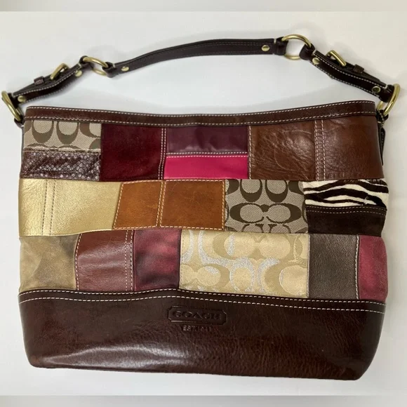 Large Vintage Rare Coach Patchwork Tote - Picture 3 of 16